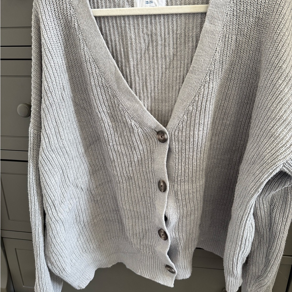 Women's Gray Button-Up Sweater